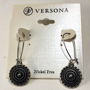 Textured Silver-tone Metal Embossed Design Kidney Wire Teardrop Earrings